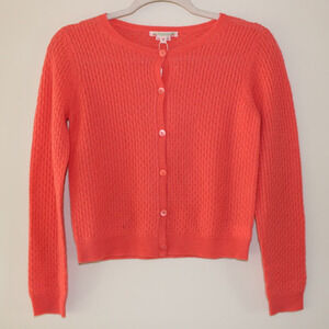 NWT Bonpoint Girl Cashmere Button Front Crew Neck Cardigan Sweater Pink Candy 12